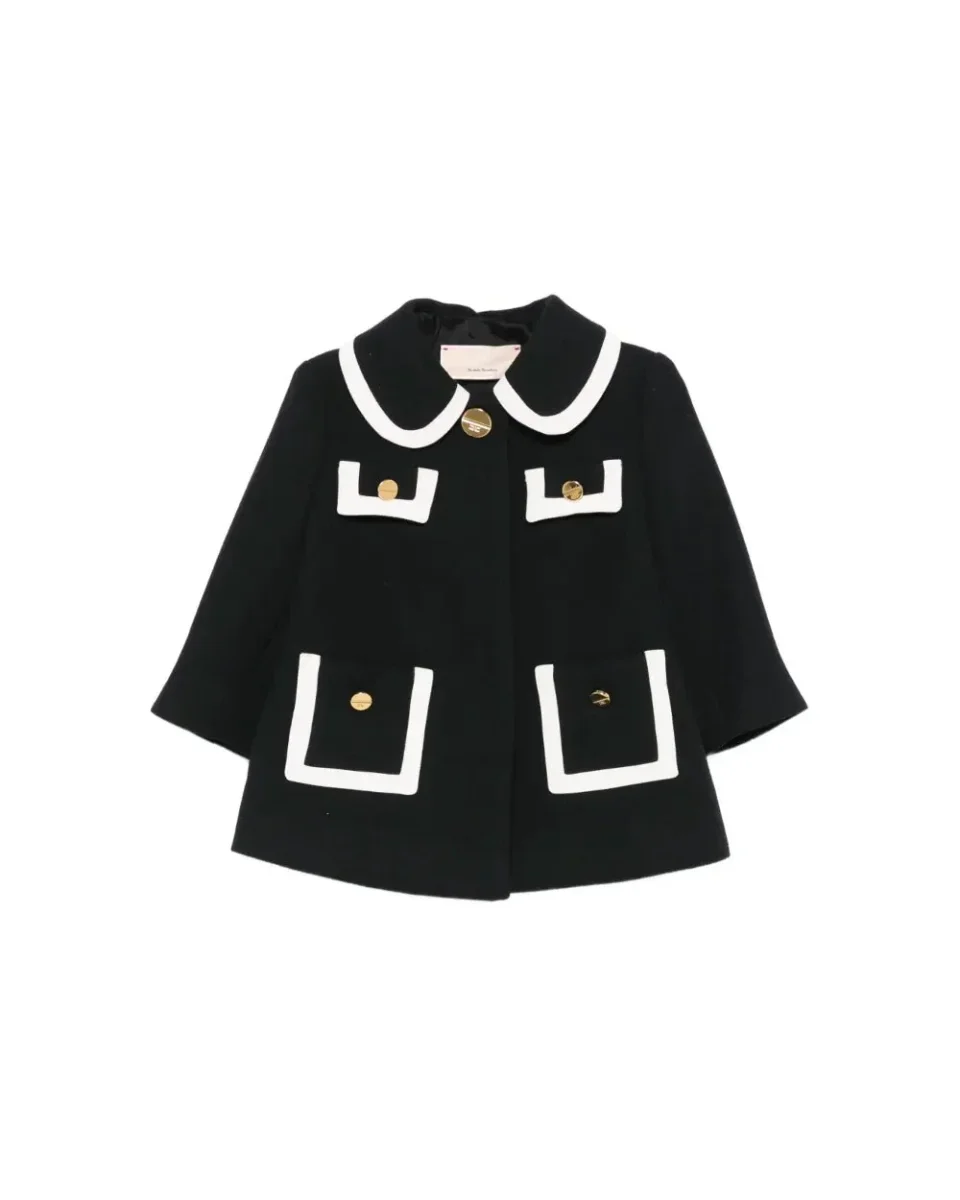CAPPOTTO CON TASCHE NERO/MILK ELISABETTA FRANCHI - immagine 2