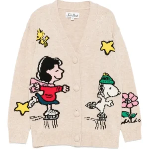 CARDIGAN BEIGE CHIARO CON SNOOPY MC2 SAINT BARTH