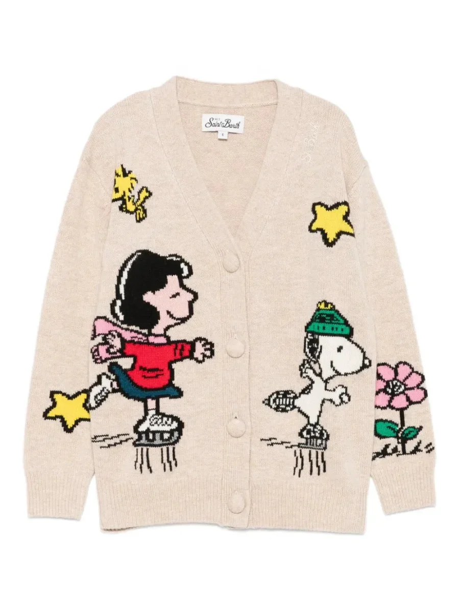 CARDIGAN BEIGE CHIARO CON SNOOPY MC2 SAINT BARTH