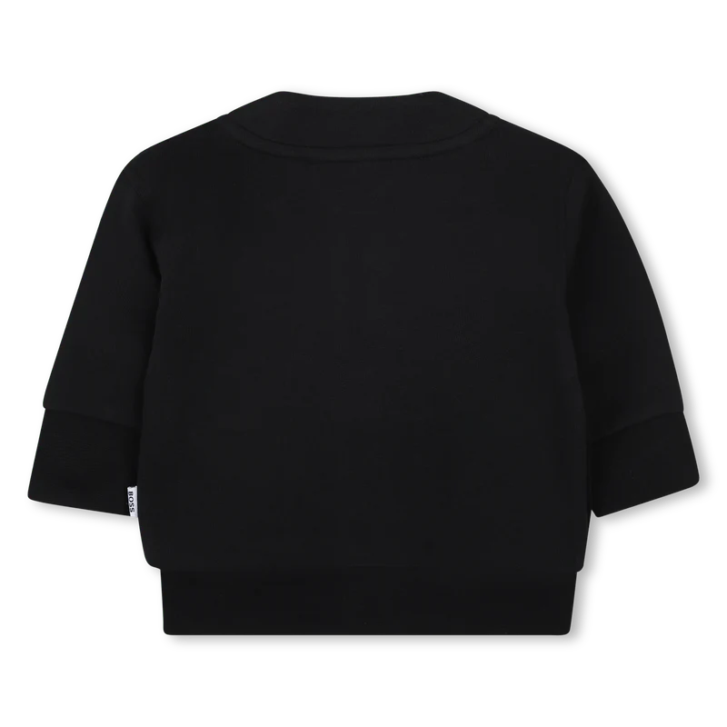 CARDIGAN IN FELPA CON BOTTONI NERO HUGO BOSS - immagine 3