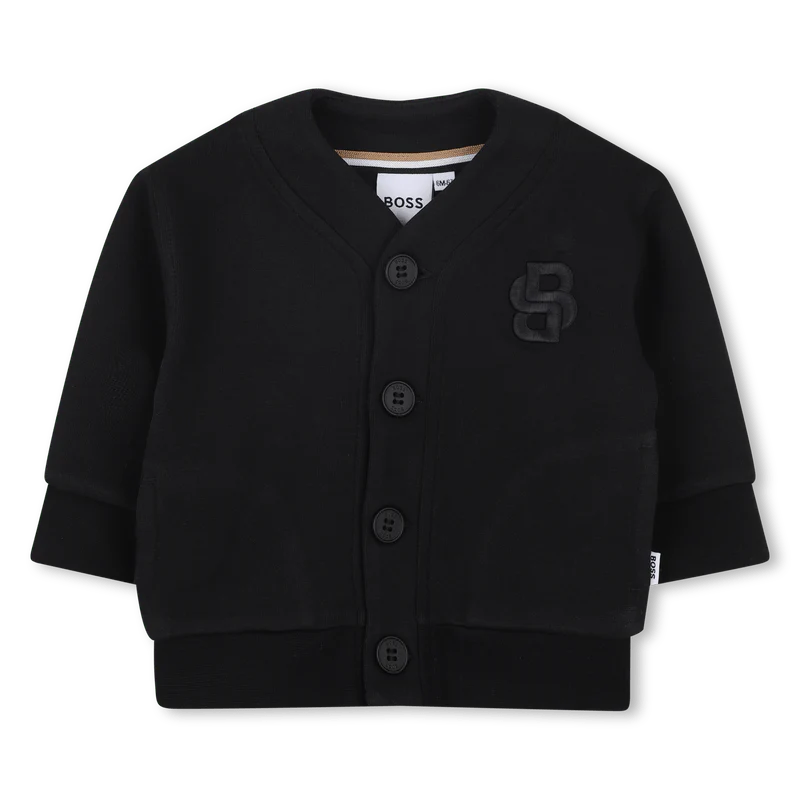 CARDIGAN IN FELPA CON BOTTONI NERO HUGO BOSS - immagine 2