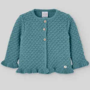 CARDIGAN IN LANA CON VOLANT VERDE ABETO PAZ RODRIGUEZ