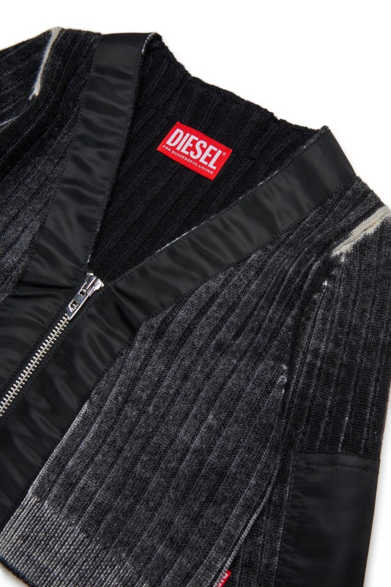 CARDIGAN IN LANA CON ZIP GRIGIA DIESEL - immagine 4