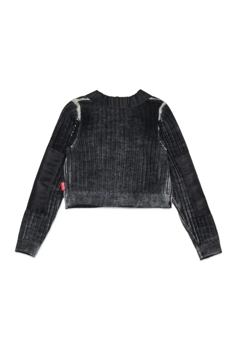 CARDIGAN IN LANA CON ZIP GRIGIA DIESEL - immagine 3