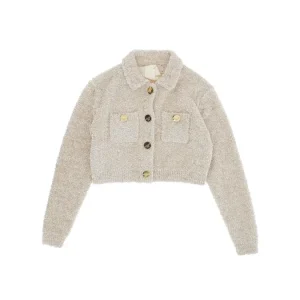 CARDIGAN IN TRICOT EFFETTO CINIGLIA BEIGE ELISABETTA FRANCHI