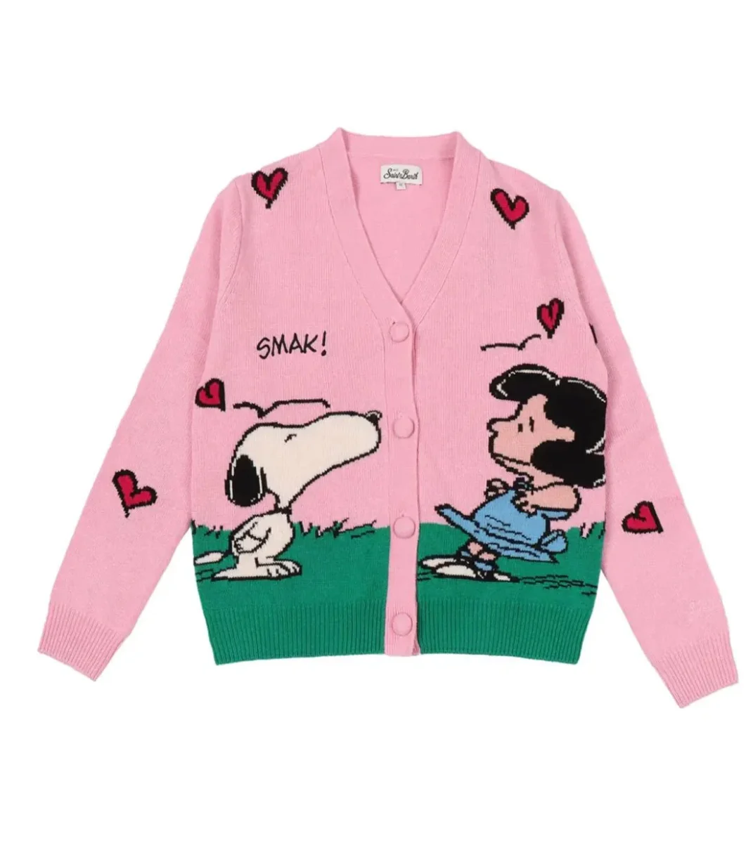 CARDIGAN ROSA CON SNOOPY MC2 SAINT BARTH - immagine 2