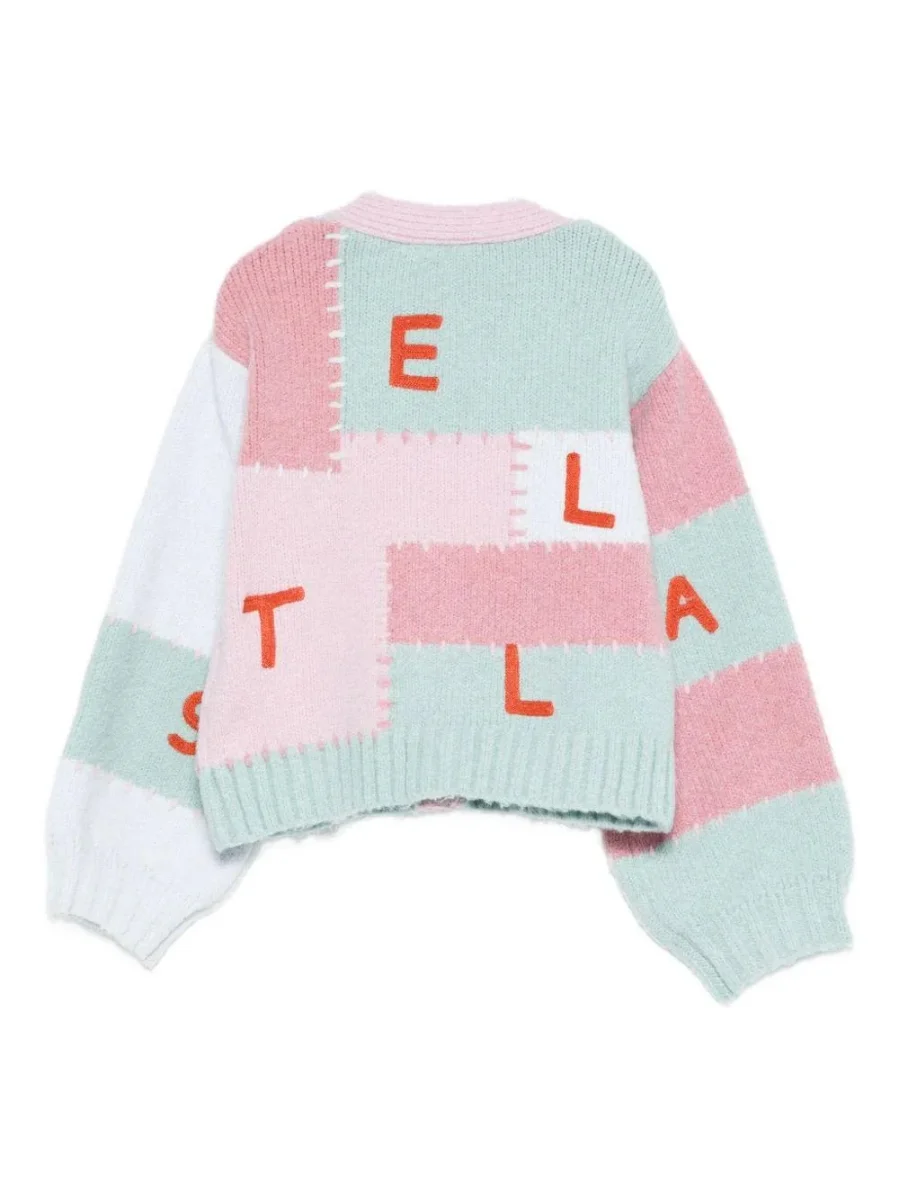 CARDIGAN ROSA/VERDE ACQUA CON LOGO ROSSO STELLA MCCARTNEY - immagine 3