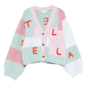 CARDIGAN ROSA/VERDE ACQUA CON LOGO ROSSO STELLA MCCARTNEY