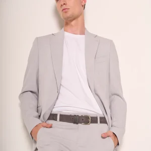 Cintura intrecciata uomo in pelle scamosciata grigio