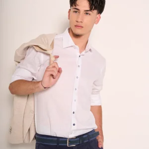 Cintura uomo intrecciata blu con dettagli in pelle