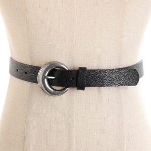 Cintura Donna in Pelle – Fibbia Ovale Silver