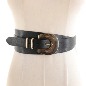 Cintura Donna in Pelle – Fibbia Gold Oversize