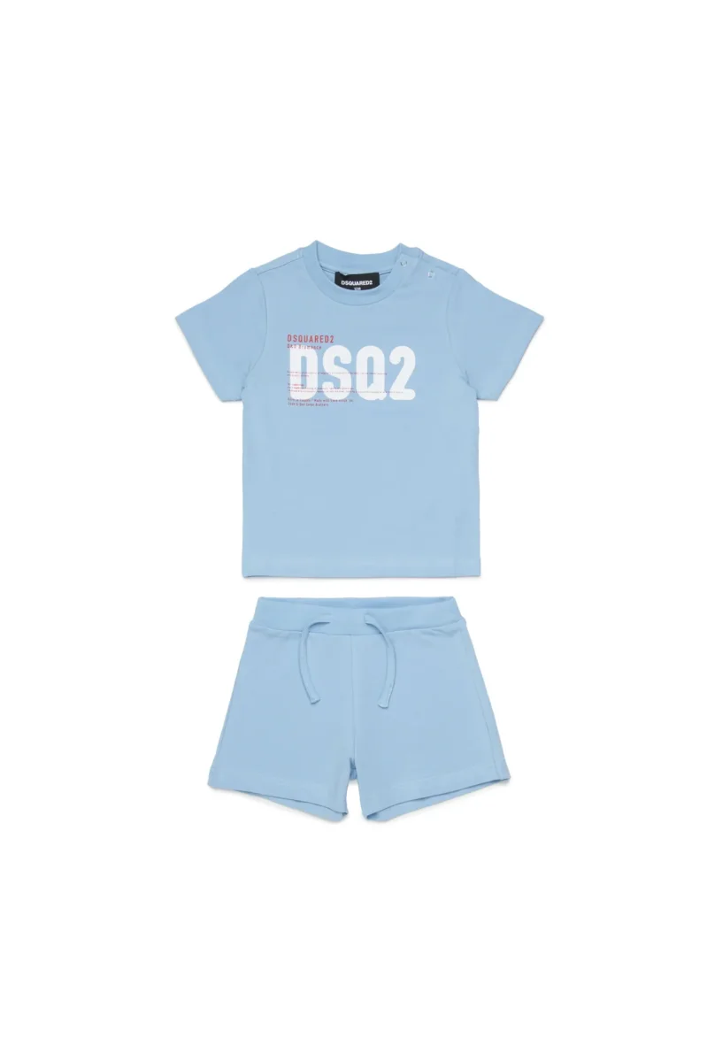 COMPLETO AZZURRO CON LOGO BIANCO DSQUARED2