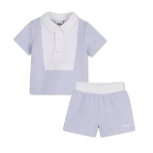 COMPLETO AZZURRO POLO + BERMUDA CON LOGO BIANCO BOSS