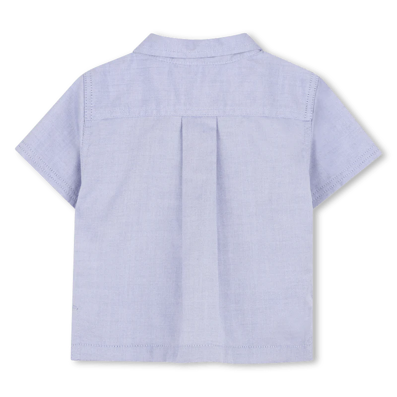 COMPLETO CAMICIA + BERMUDA IN COTONE BLU CHIARO CON LOGO BIANCO BOSS - immagine 5