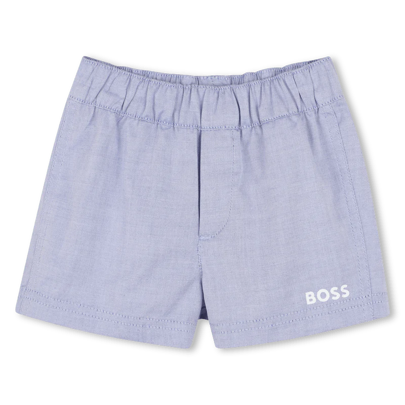 COMPLETO CAMICIA + BERMUDA IN COTONE BLU CHIARO CON LOGO BIANCO BOSS - immagine 7