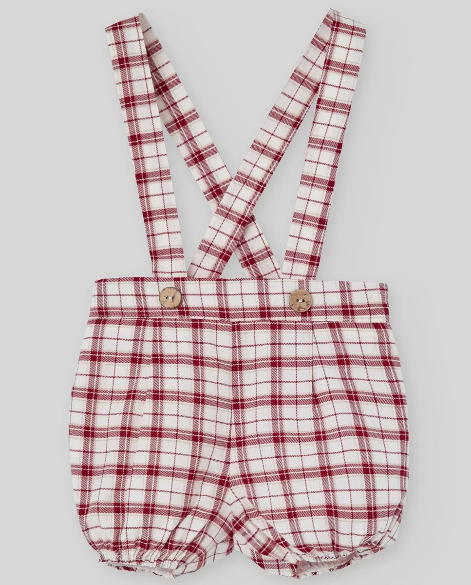 COMPLETO CAMICIA+SHORTS CON BRETELLE A QUADRI ROSSO PAZ RODRIGUEZ - immagine 5