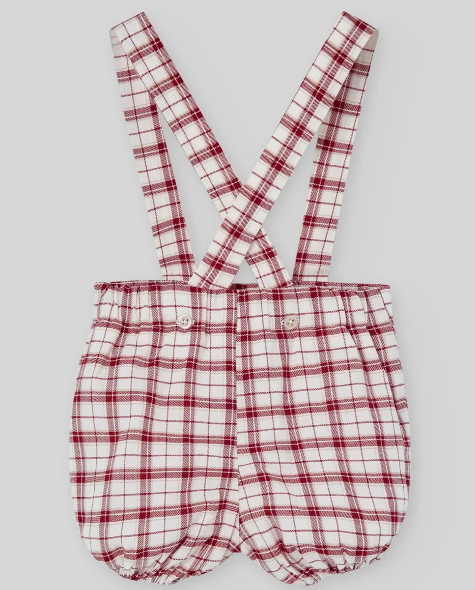 COMPLETO CAMICIA+SHORTS CON BRETELLE A QUADRI ROSSO PAZ RODRIGUEZ - immagine 4