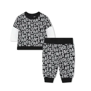 COMPLETO FELPA+PANTALONE NERO LOGATO BIANCO MARC JACOBS