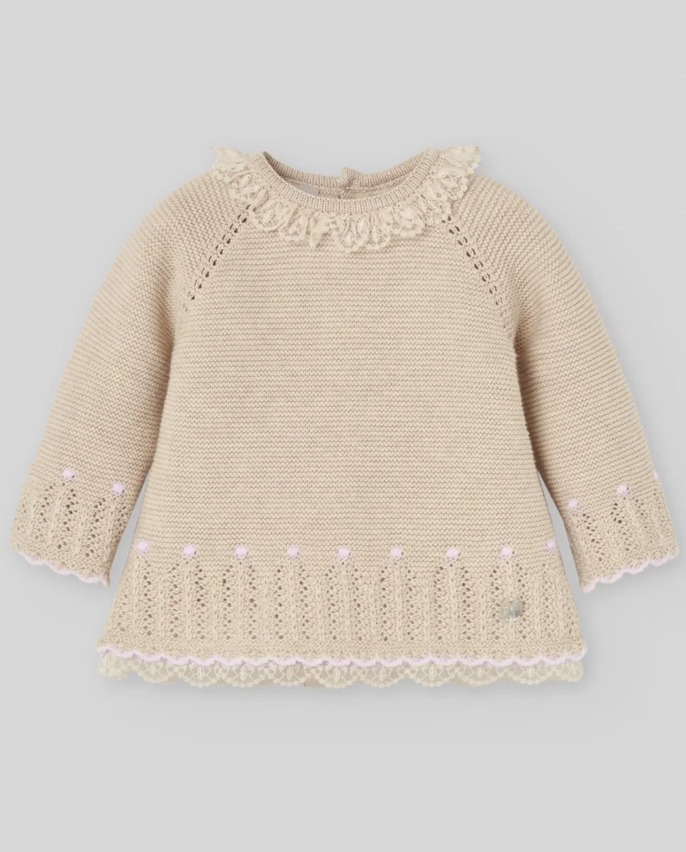 COMPLETO NEONATA MAGLIA+ GHETTINO AVENA/ROSA PAZ RODRIGUEZ - immagine 2