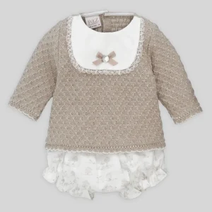 COMPLETO NEONATA MAGLIA+CULOTTE BEIGE PAZ RODRIGUEZ