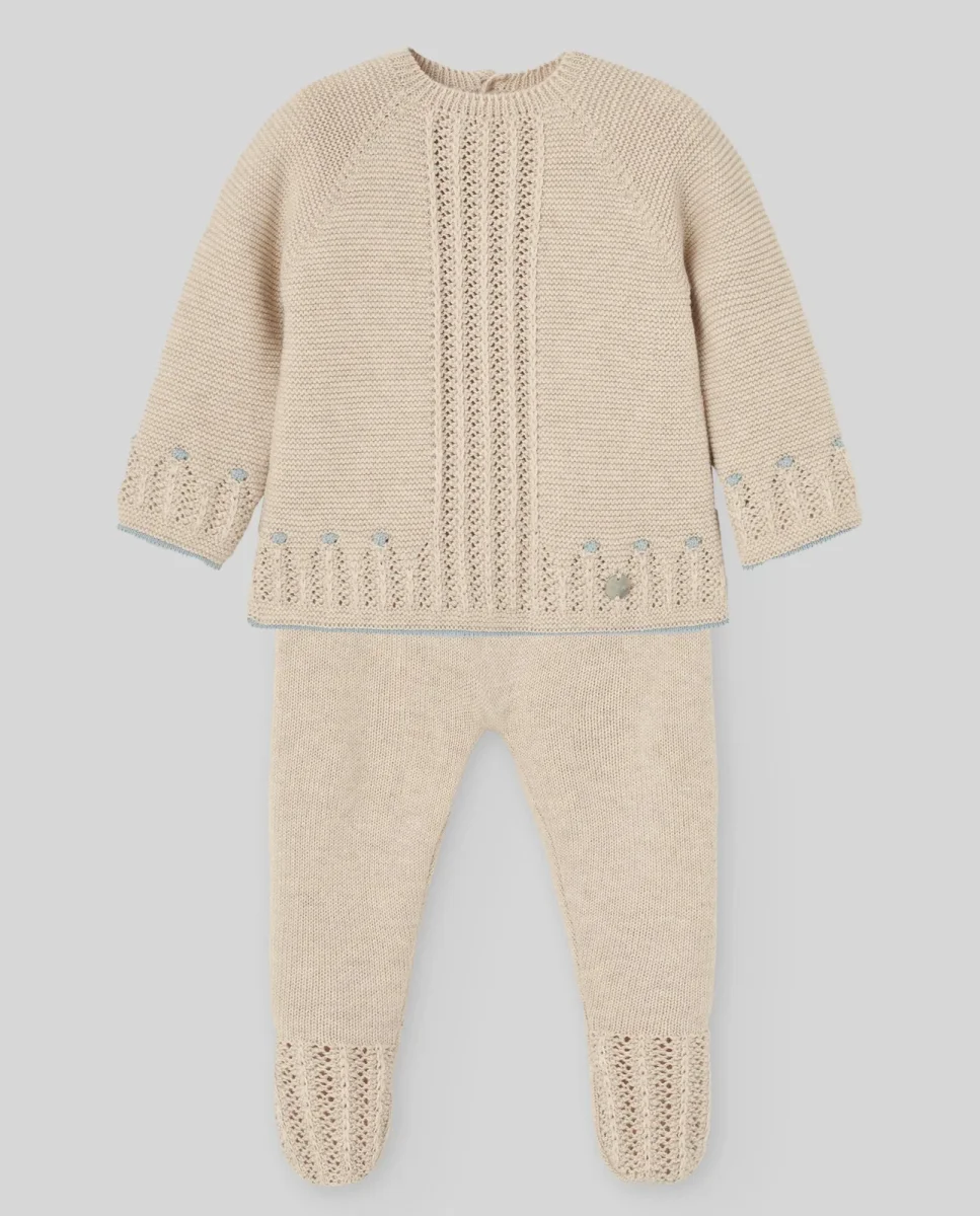 COMPLETO NEONATO MAGLIA+GHETTINO AVENA/AZZURRO PAZ RODRIGUEZ
