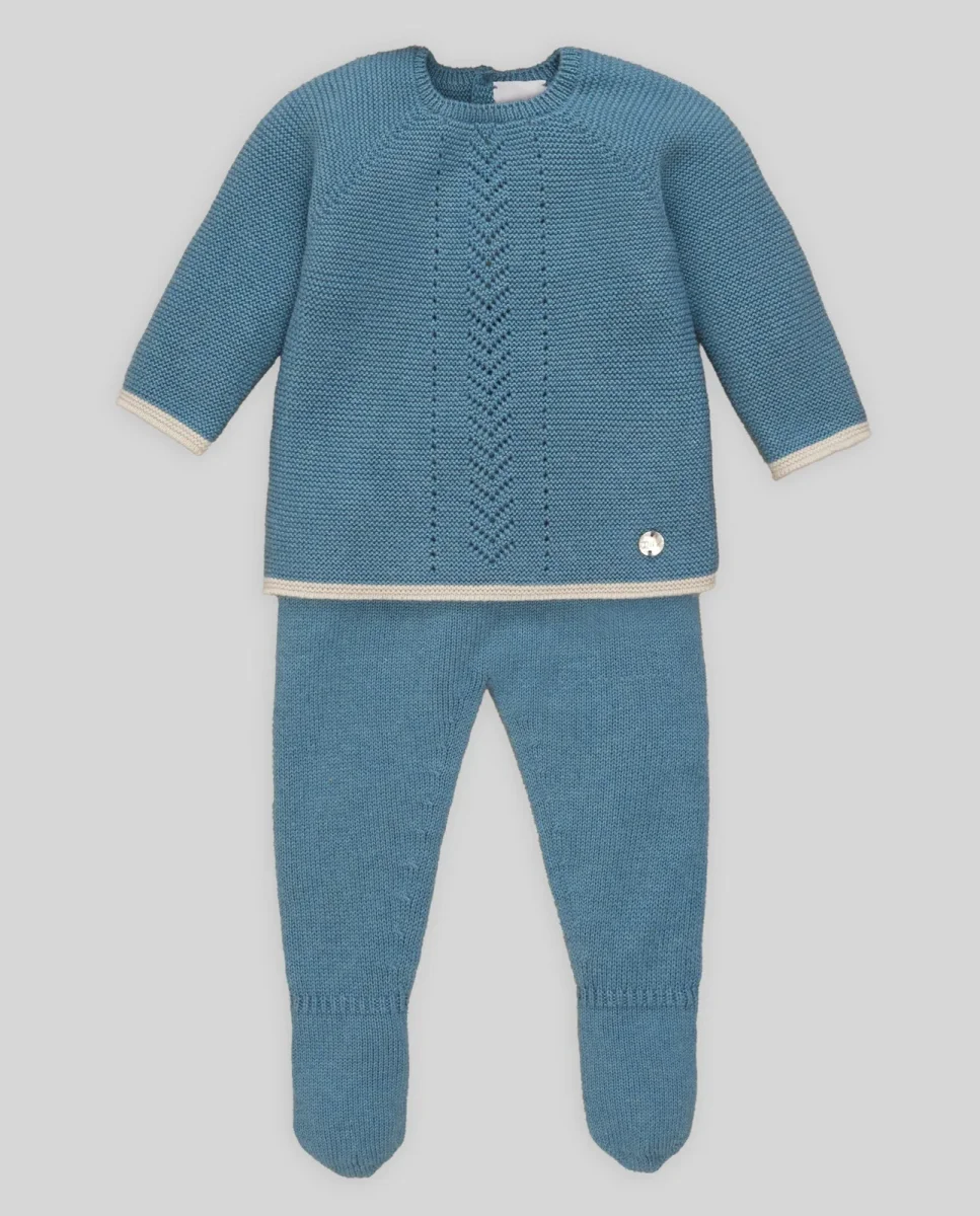 COMPLETO PER NEONATO MAGLIA+GHETTINO BLU/BEIGE PAZ RODRIGUEZ