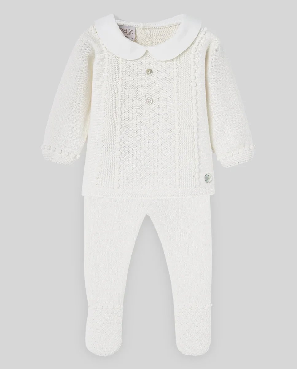 COMPLETO PER NEONATO MAGLIA+GHETTINO CREMA PAZ RODRIGUEZ - immagine 2