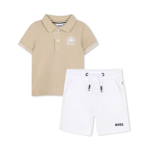 COMPLETO POLO BEIGE +BERMUDA BIANCO BOSS
