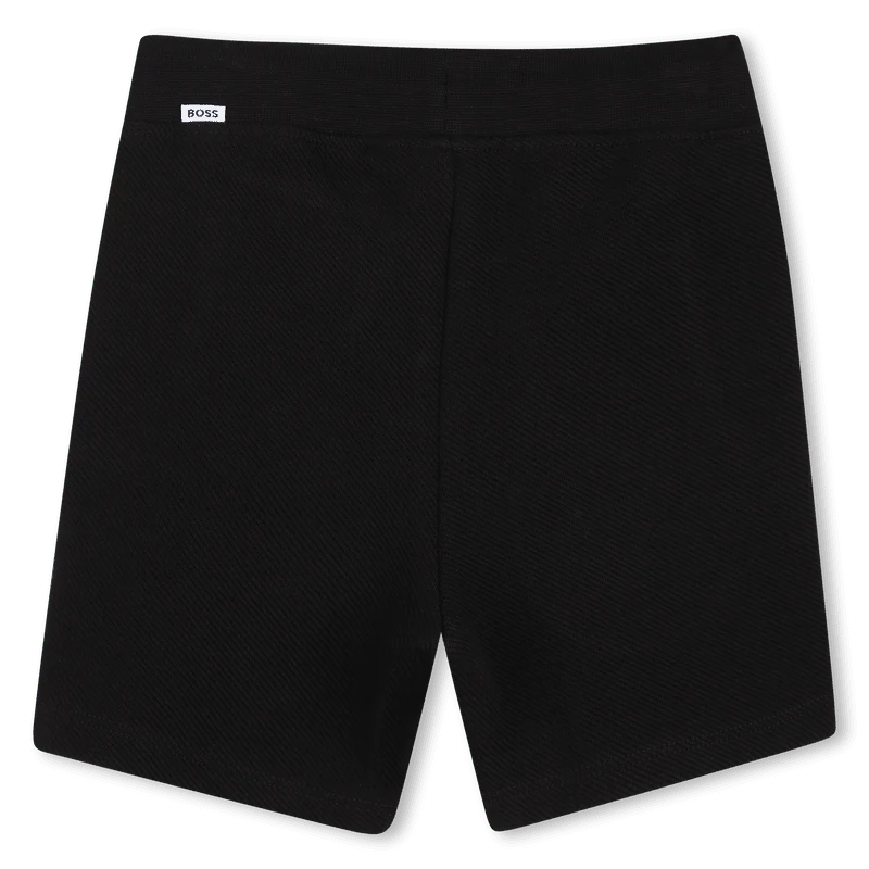 COMPLETO T-SHIRT BIANCA + BERMUDA NERO CON LOGO BEIGE-NERO BOSS - immagine 8