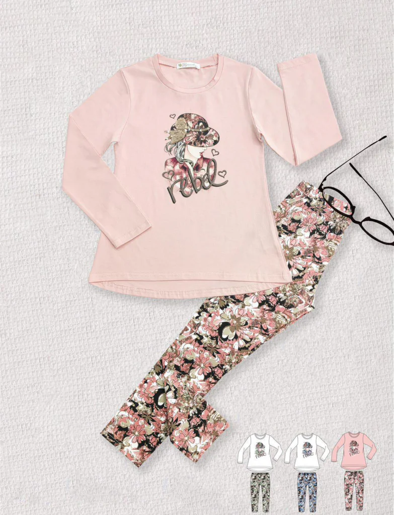 Completo da bambina 2 pezzi "rebel"