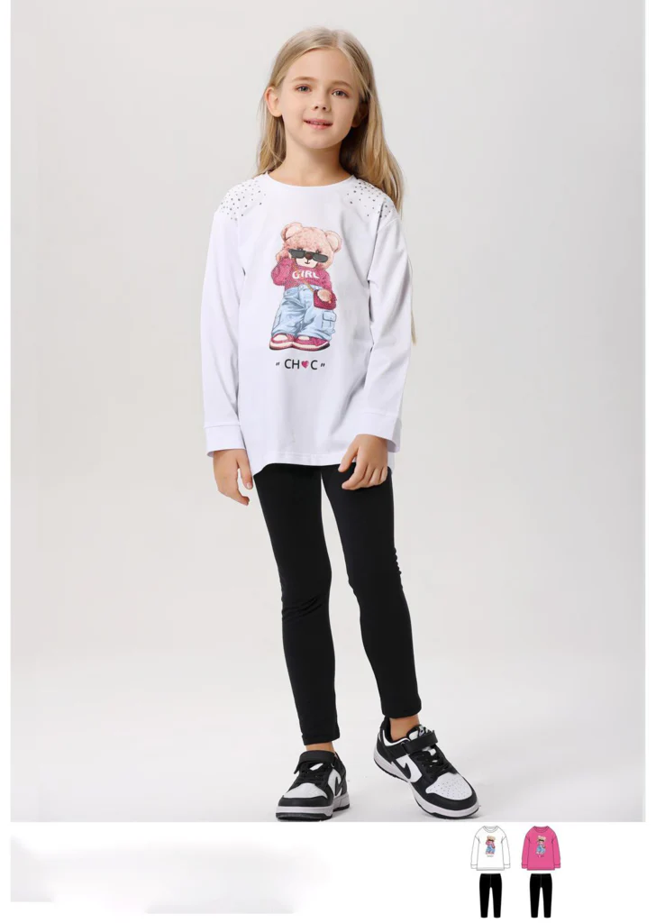 Completo 2 pezzi da bambina con stampa frontale - immagine 2