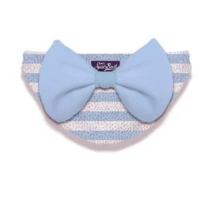 COSTUME MC2 SAINT BARTH A RIGHE BIANCO E BLU CON FIOCCO AZZURRO SUL RETRO