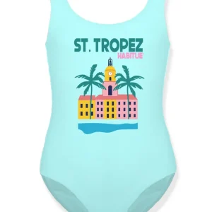 COSTUME MC2 SAINT BARTH INTERO VERDE ACQUA CON STAMPA ST.TROPEZ