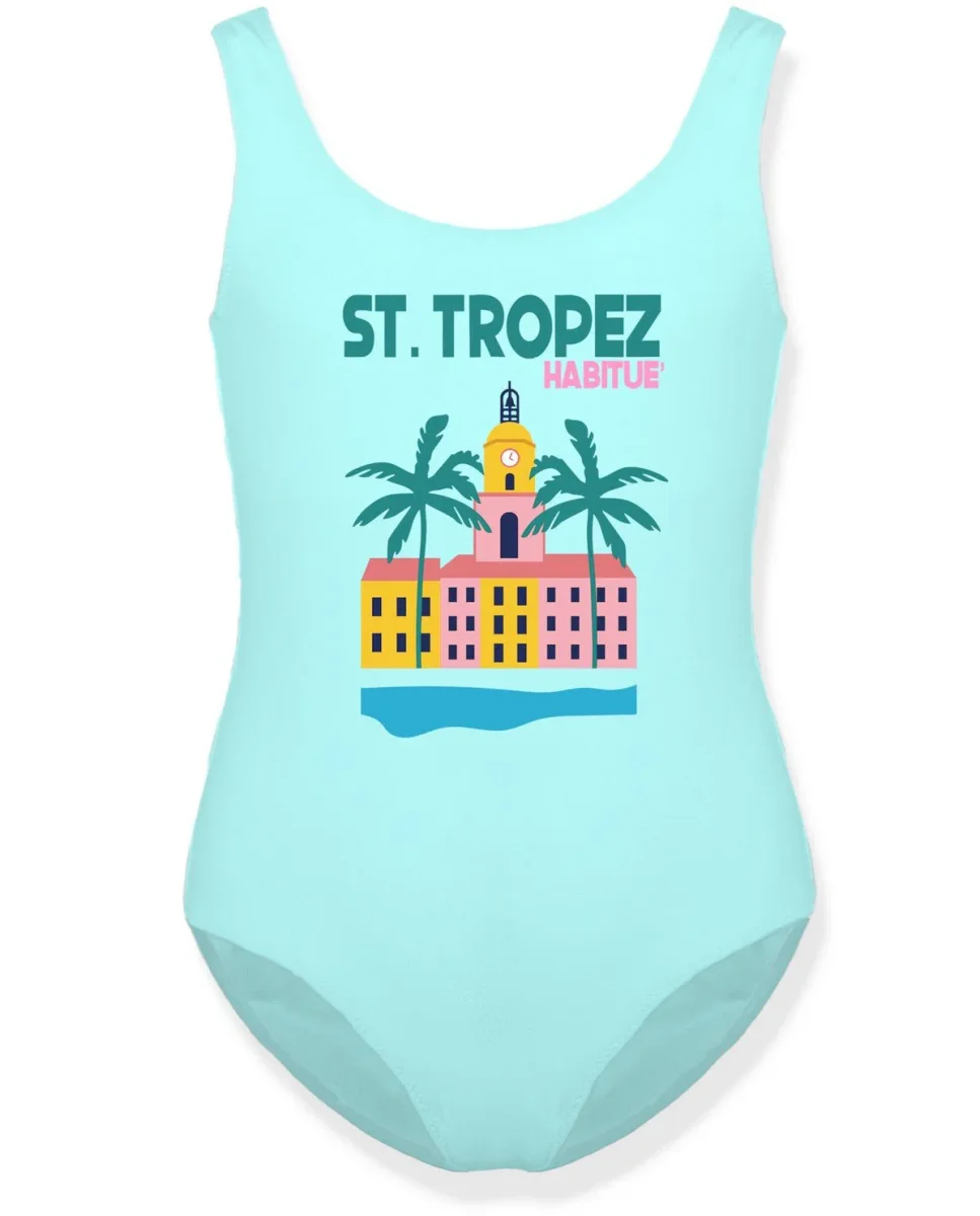 COSTUME MC2 SAINT BARTH INTERO VERDE ACQUA CON STAMPA ST.TROPEZ - immagine 2