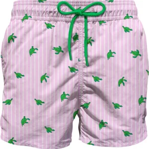 COSTUME MC2 SAINT BARTH ROSA A RIGHE BIANCHE CON STAMPA TARTARUGHE