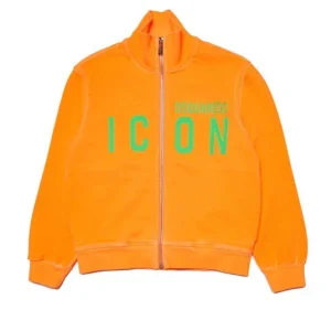 FELPA A ZIP CON STAMPA ICON FLUO