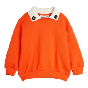 FELPA ARANCIONE CON COLLETTO PANNA GATTINO MINI RODINI