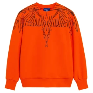 FELPA ARANCIONE CON STAMPA NERA MARCELO BURLON