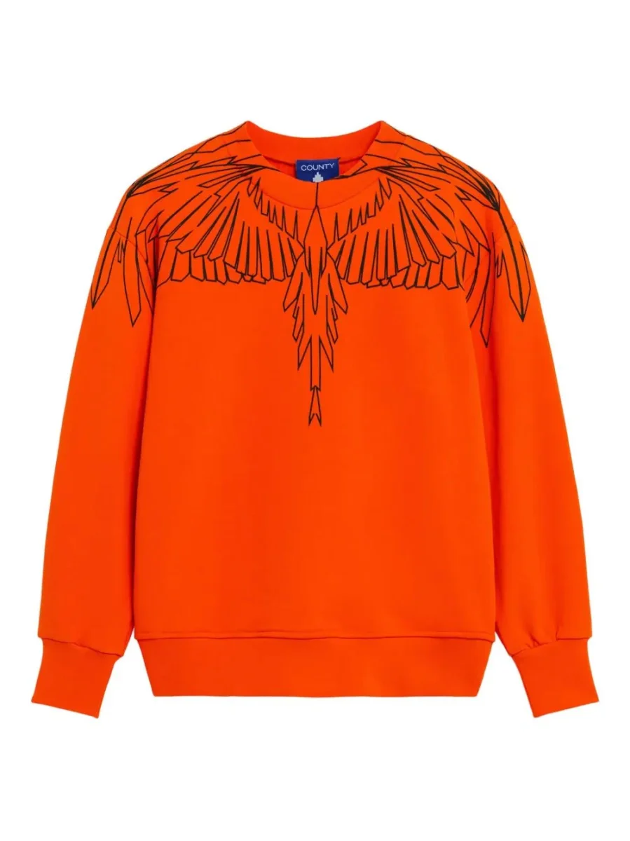 FELPA ARANCIONE CON STAMPA NERA MARCELO BURLON - immagine 2