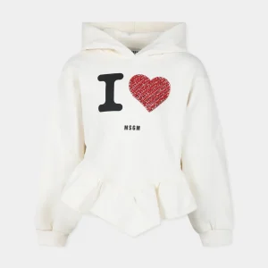 FELPA AVORIO CON STAMPA MSGM