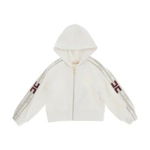 FELPA AVORIO CON ZIP E BANDE LATERALI LOGATE ELISABETTA FRANCHI