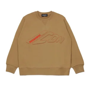 FELPA BEIGE CON LOGO ARANCIO DSQUARED2