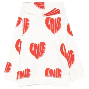 FELPA BIANCA CON CAPPUCCIO SCRITTA LOVE ROSSA STELLA MCCARTNEY