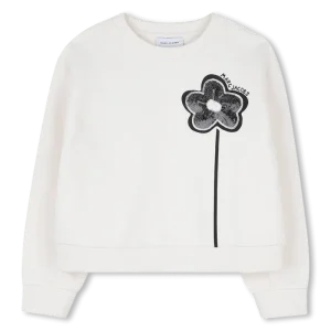 FELPA BIANCA CON FIORE NERO SUL DAVANTI MARC JACOBS