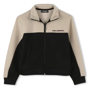 FELPA BICOLORE CON ZIP BEIGE/NERA KARL LAGERFELD