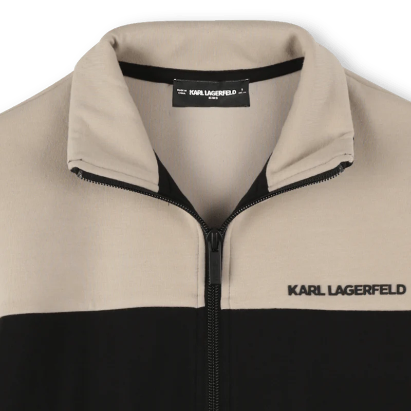 FELPA BICOLORE CON ZIP BEIGE/NERA KARL LAGERFELD - immagine 4