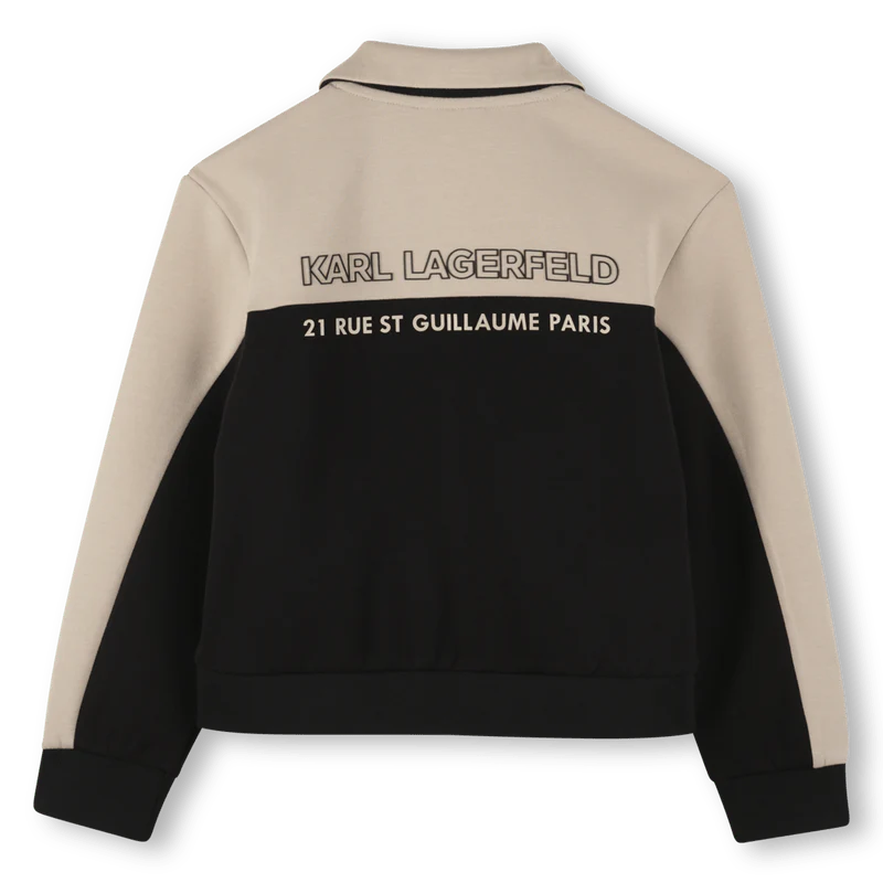 FELPA BICOLORE CON ZIP BEIGE/NERA KARL LAGERFELD - immagine 3