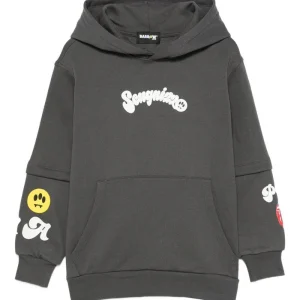 FELPA CON CAPPUCCIO ANTRACITE CON SCRITTA "SCUGNIZZO" BIANCA BARROW