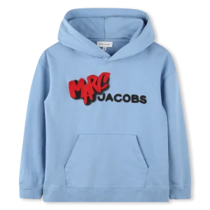 FELPA CON CAPPUCCIO CELESTE CON LOGO ROSSO/NERO MARC JACOBS